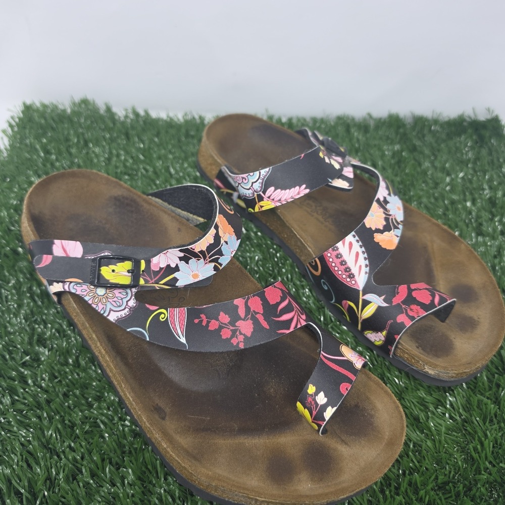 Birkenstock Birkis Birko Flor Salina Strappy Sandals Women's Sz 9 N Black Floral - Picture 4 of 10